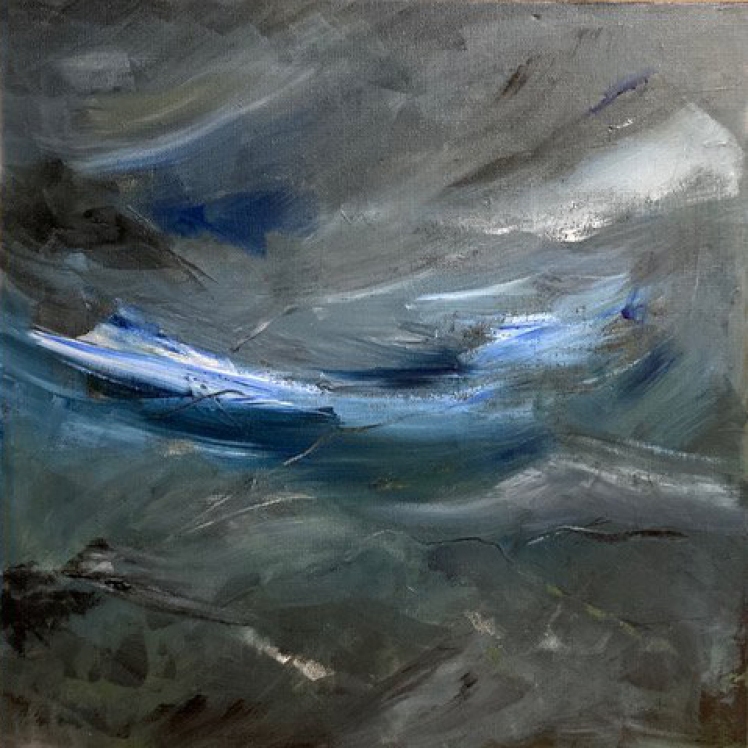 "Stormy Shore", Acrylic on canvas, 20 x 20 in., © Judythe Evans Meagher