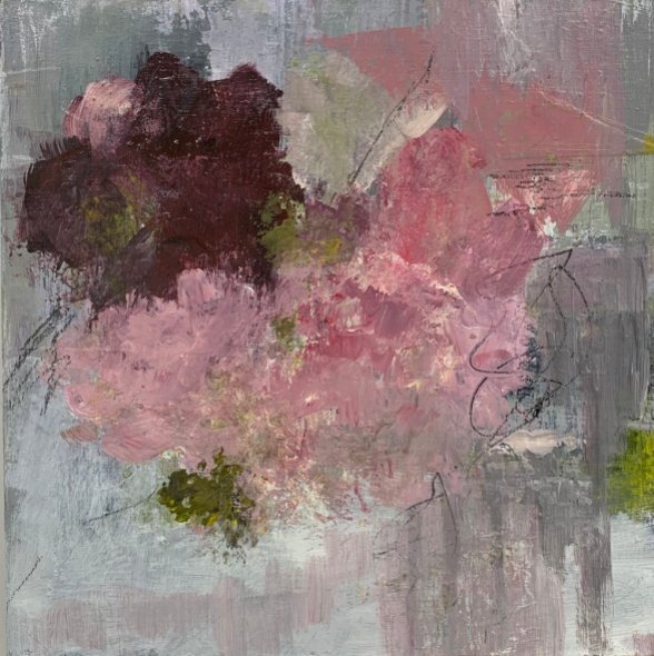 June Munro, Flora, Acrylic on birch gallery board, 12 x 12 in.
